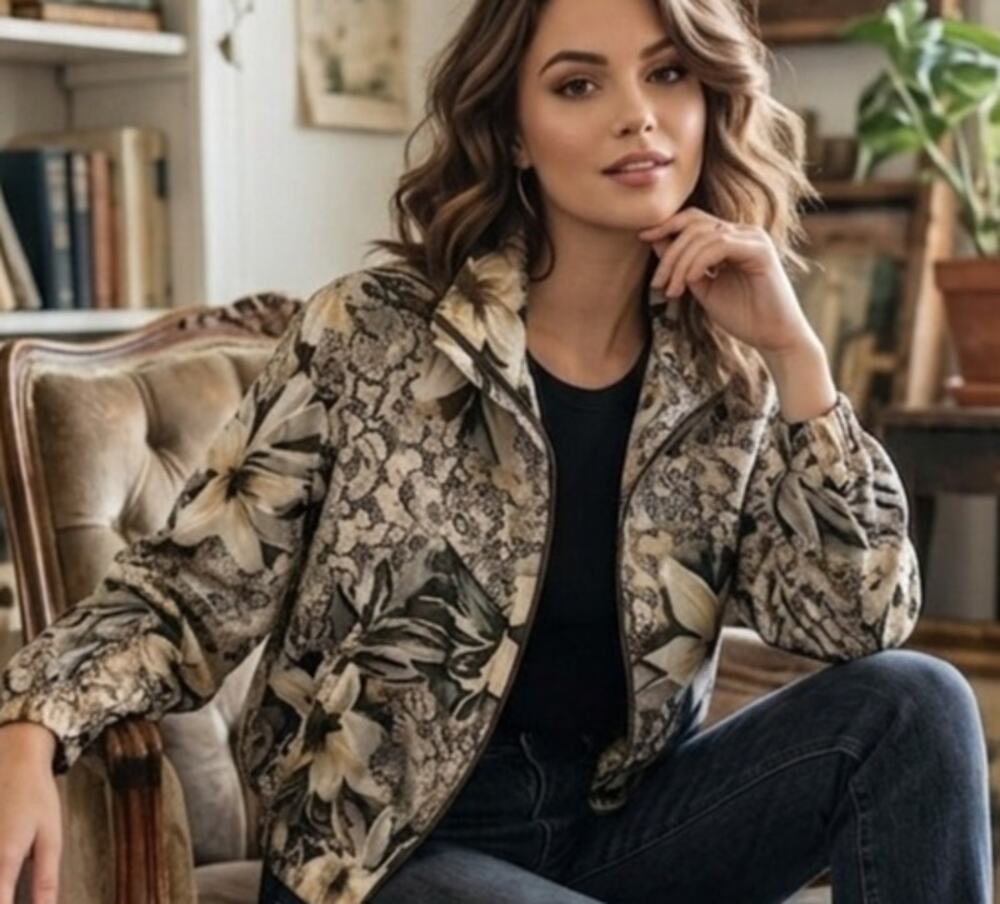 EVR vintage silk grannycore floral bomber jacket